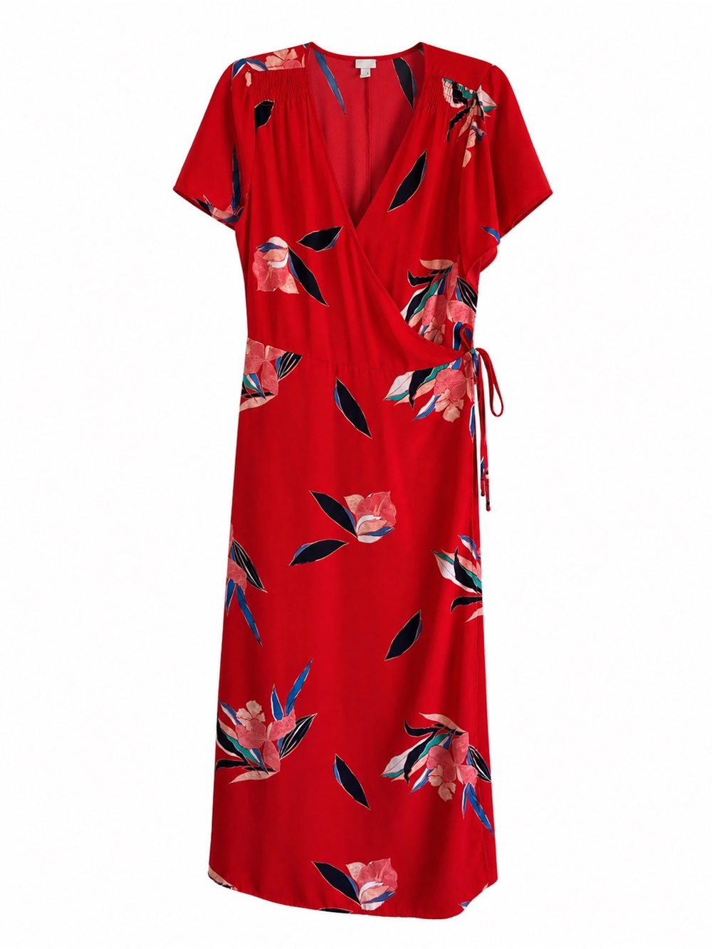 A New Day Red Floral Wrap maxi dress  Size M